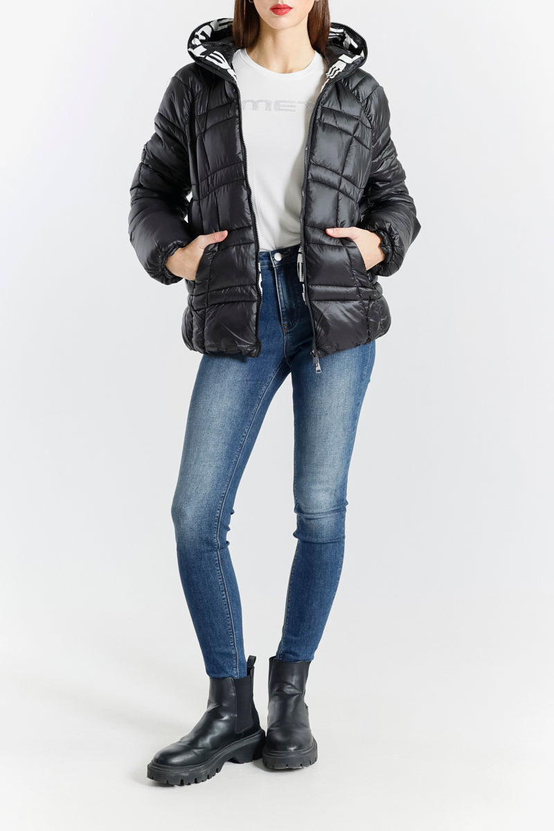 Giacca Imbottita Donna con Cappuccio - Modello Corto