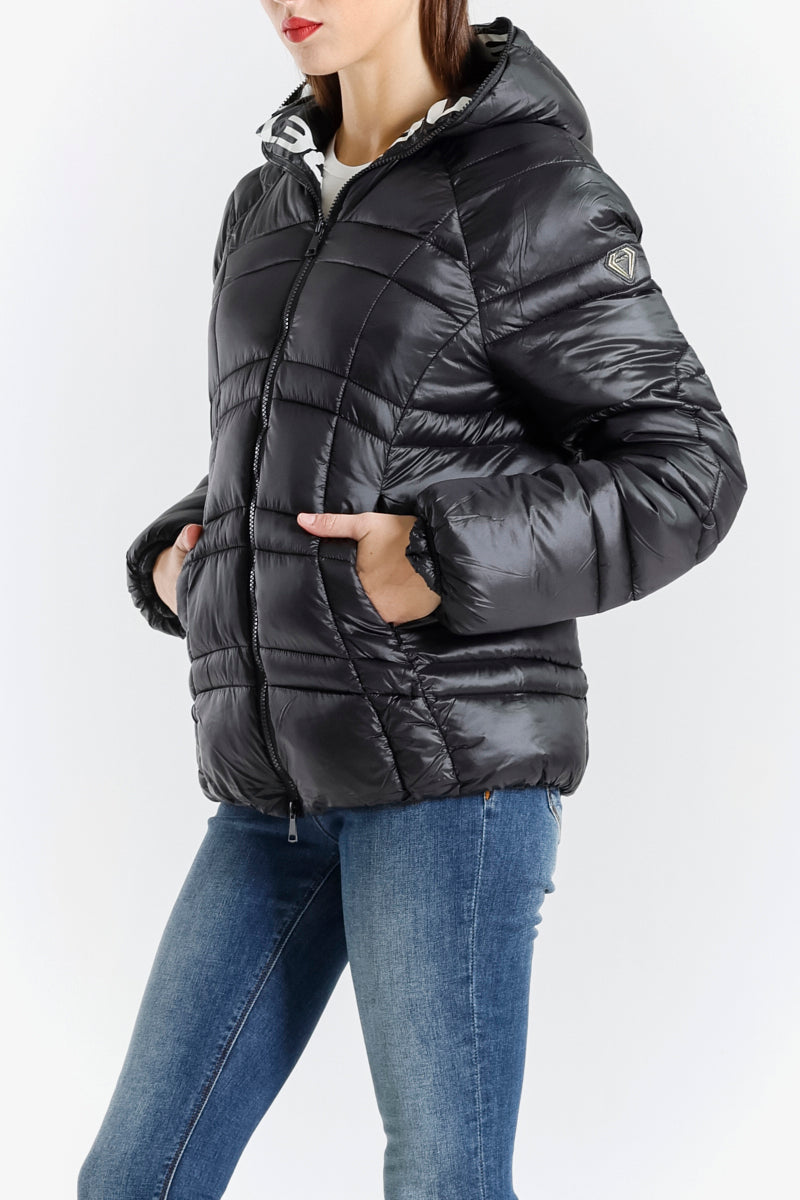 Giacca Imbottita Donna con Cappuccio - Modello Corto