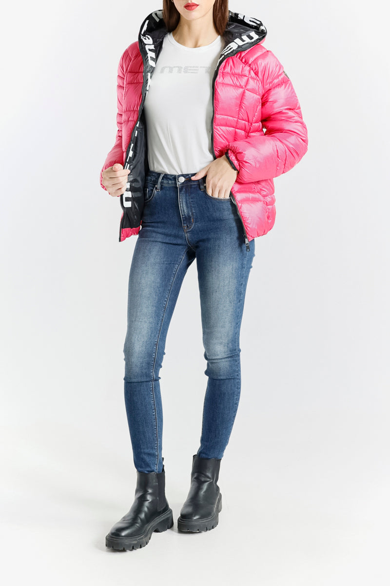 Giacca Imbottita Donna con Cappuccio - Modello Corto