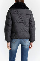 Piumino Imbottito con Collo in Pelliccia Sintetica