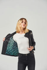 Giacca Biker in Eco-Pelle con Zip Asimmetrica
