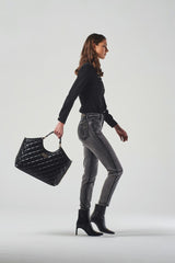 Regular-Waist Straight-Leg Jeans with Studs