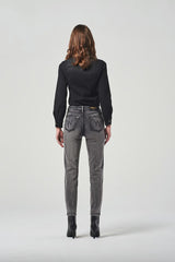 Regular-Waist Straight-Leg Jeans with Studs