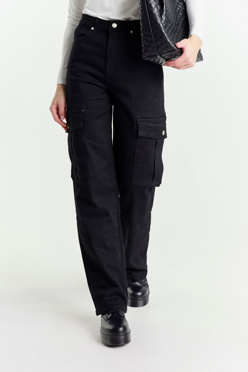 Pantaloni Cargo A Vita Alta In Bull