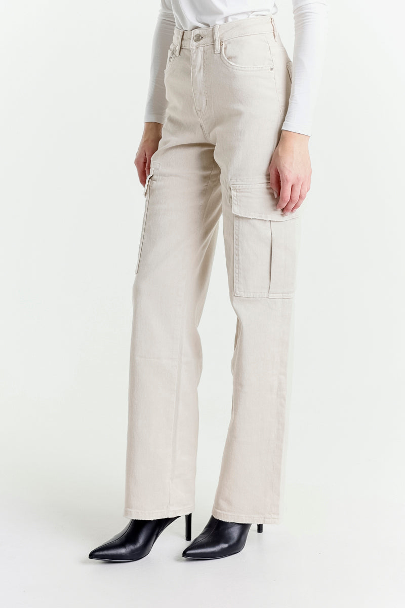 Pantaloni Cargo A Vita Alta In Bull