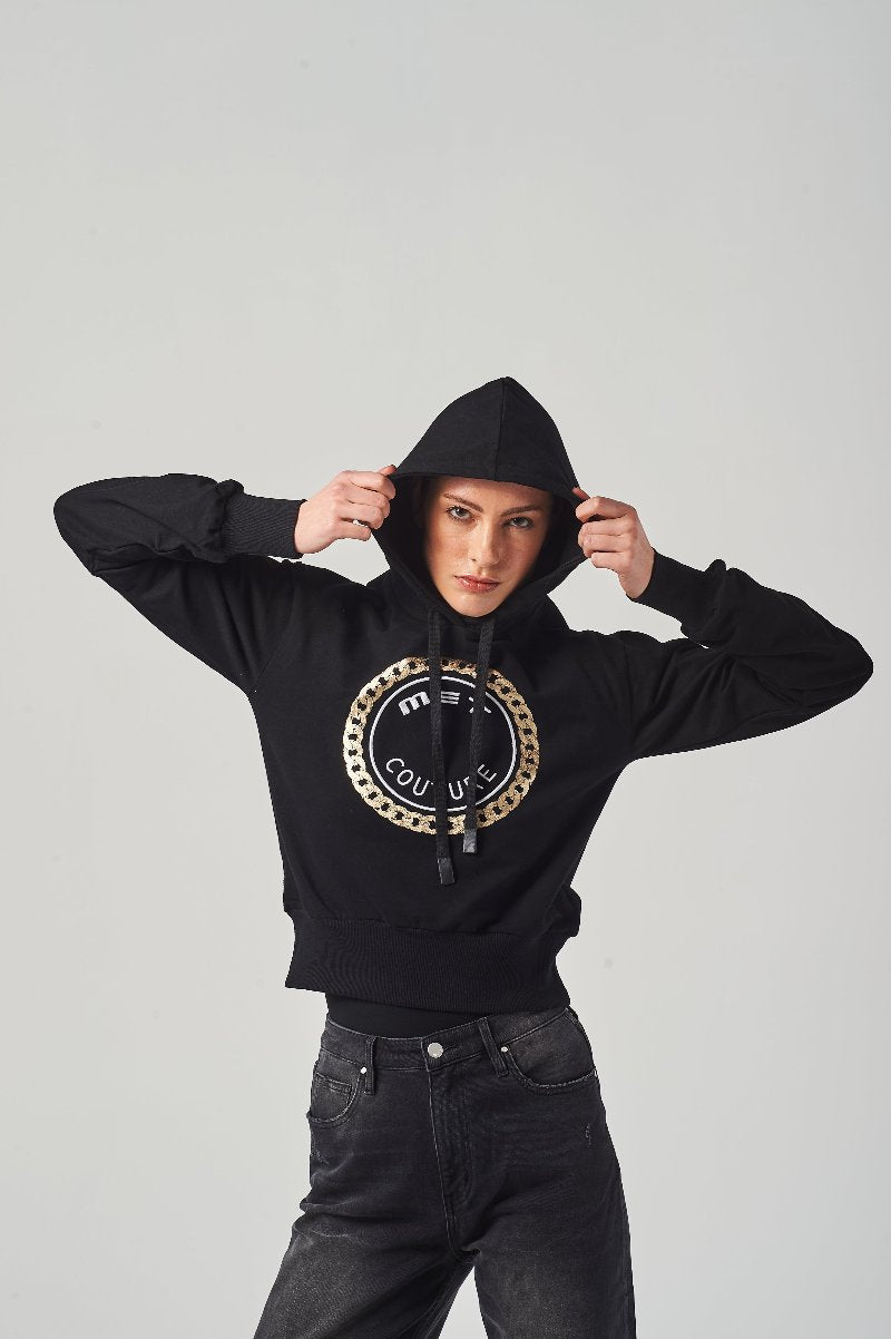 Felpa con Cappuccio e Logo in Rilievo