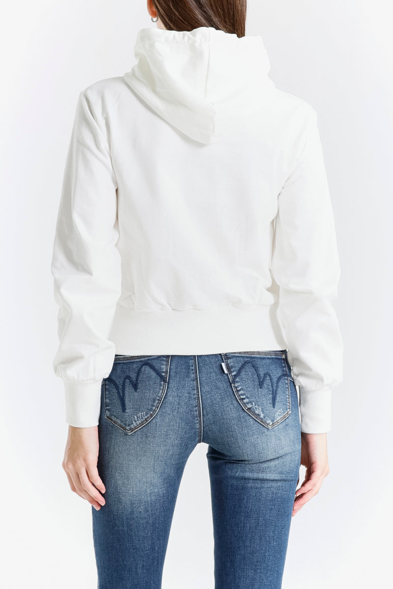 Felpa con Cappuccio e Logo in Rilievo