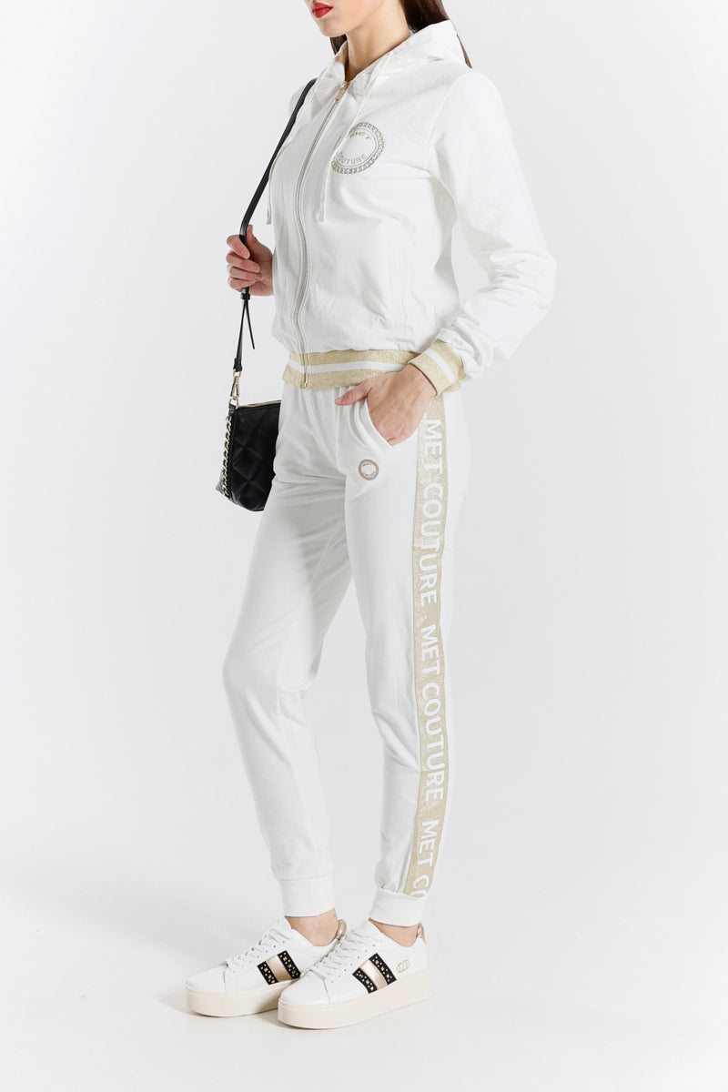 Completo Felpa con Cappuccio e Pantaloni Sportivi con Banda Logata