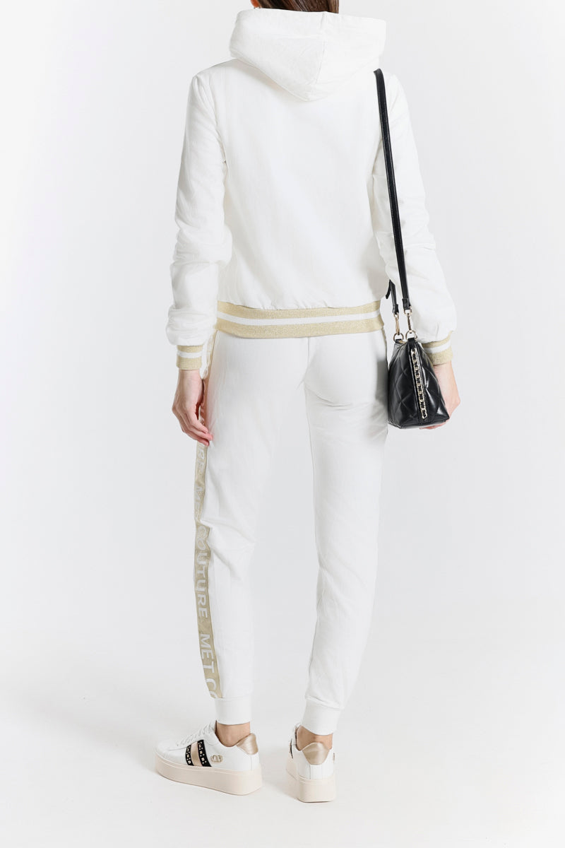 Completo Felpa con Cappuccio e Pantaloni Sportivi con Banda Logata