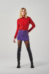 High-Neck Faux Fur Sweater