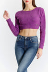 Cropped Faux Fur Top with Appliqués