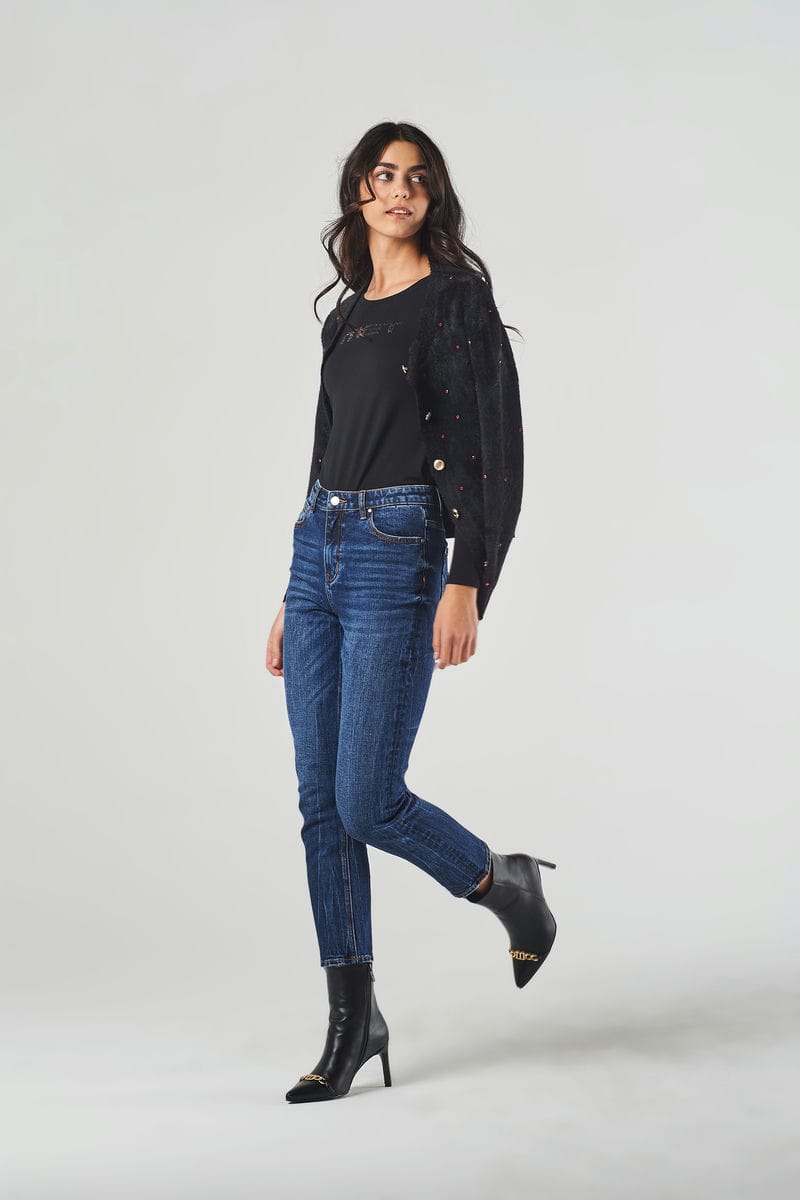 Cardigan in Eco Pelliccia con Dettagli Applicati