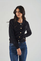 Faux Fur Cardigan with Applied Details