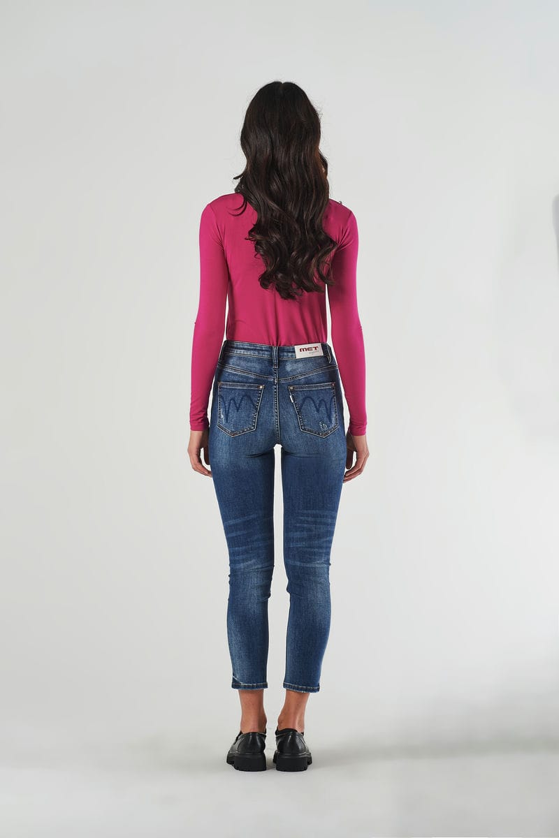 Jeans Mom Blu A Vita Regolare