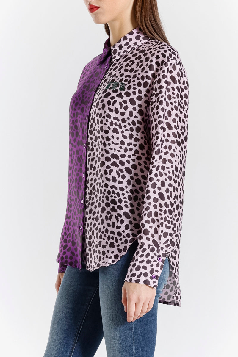 Camicia in Seta Viscosa Stampa Maculata