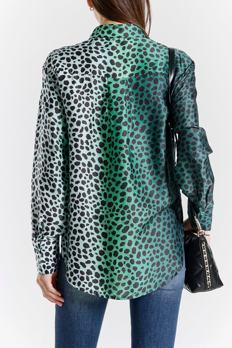 Camicia in Seta Viscosa Stampa Maculata