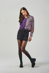 Camicia in Seta Viscosa con Stampa Animalier