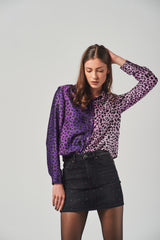 Camicia in Seta Viscosa con Stampa Animalier