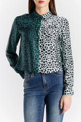 Camicia in Seta Viscosa con Stampa Animalier