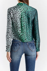 Camicia in Seta Viscosa con Stampa Animalier