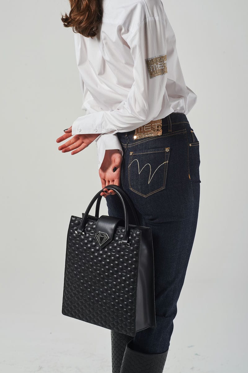 Camicia in Popeline con Strass Patch Laterale