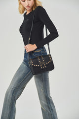 Regular-Waist Blue Wide-Leg Jeans with Distressed Effect and Decorative Chain