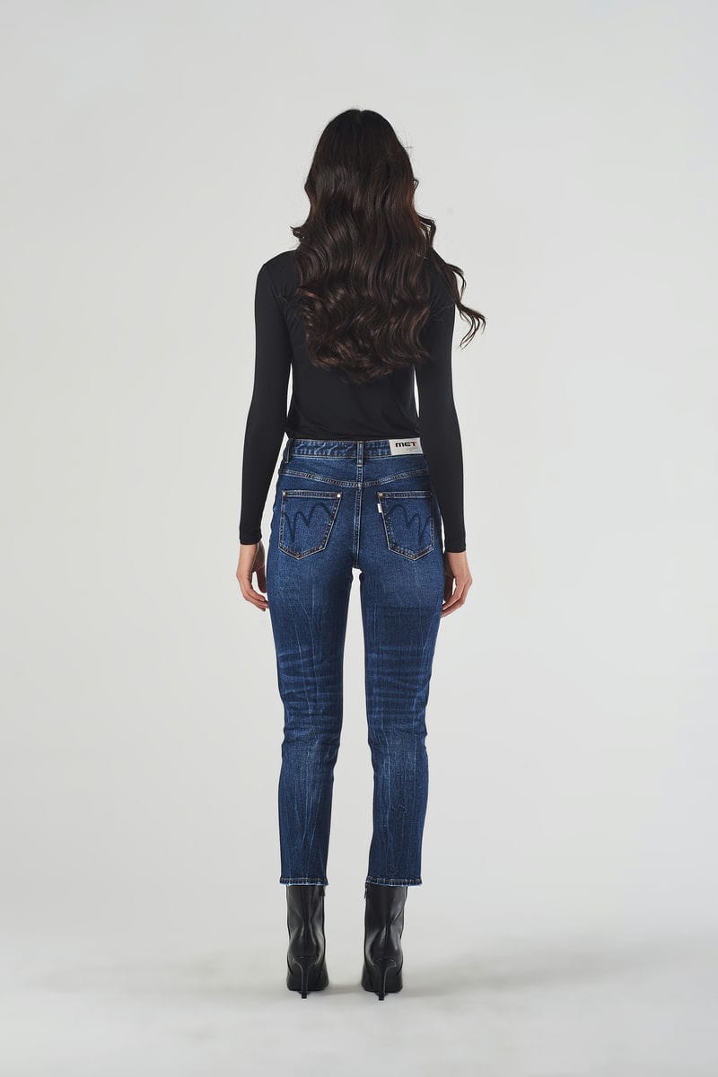 Jeans Mom Blu A Vita Regolare