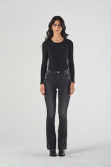 Black Regular Waist Flare Jeans