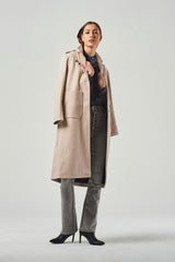 Cappotto Lungo in Panno con Bottoni Oro