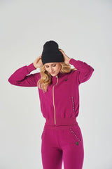 Sweatshirt set with zip and studs
