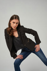 Blazer in Tessuto Tecnico con Dettaglio Catena