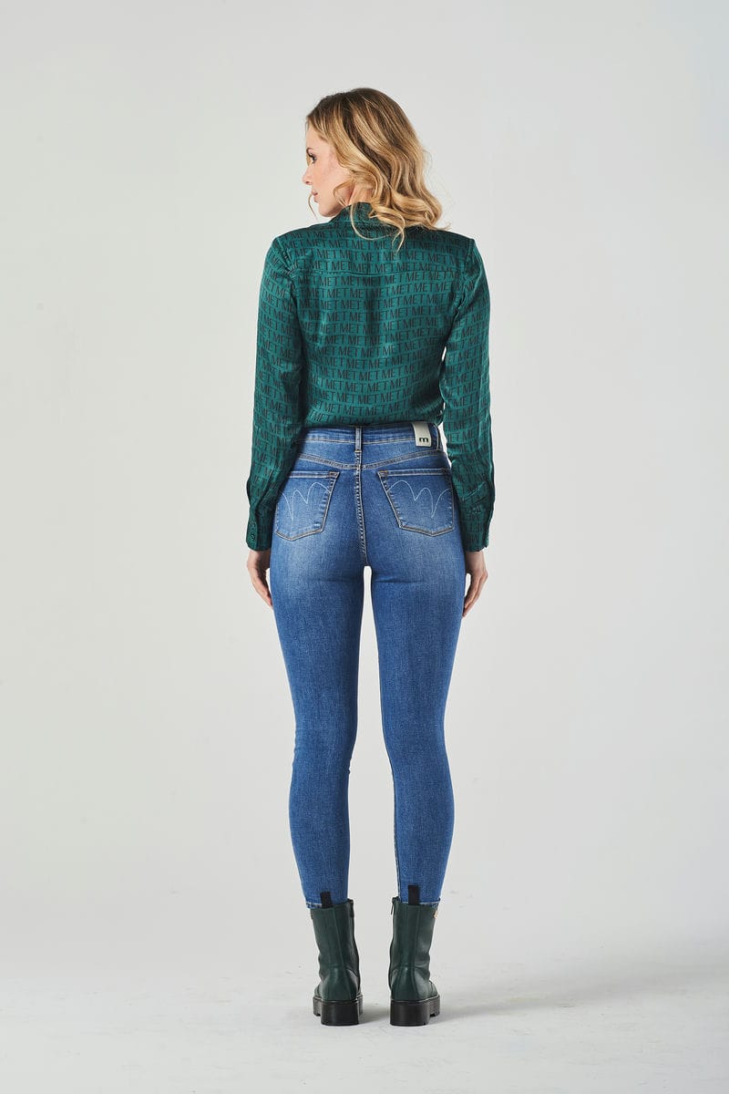 Jeans Skinny Blu Eco-Friendly a Vita Regolare