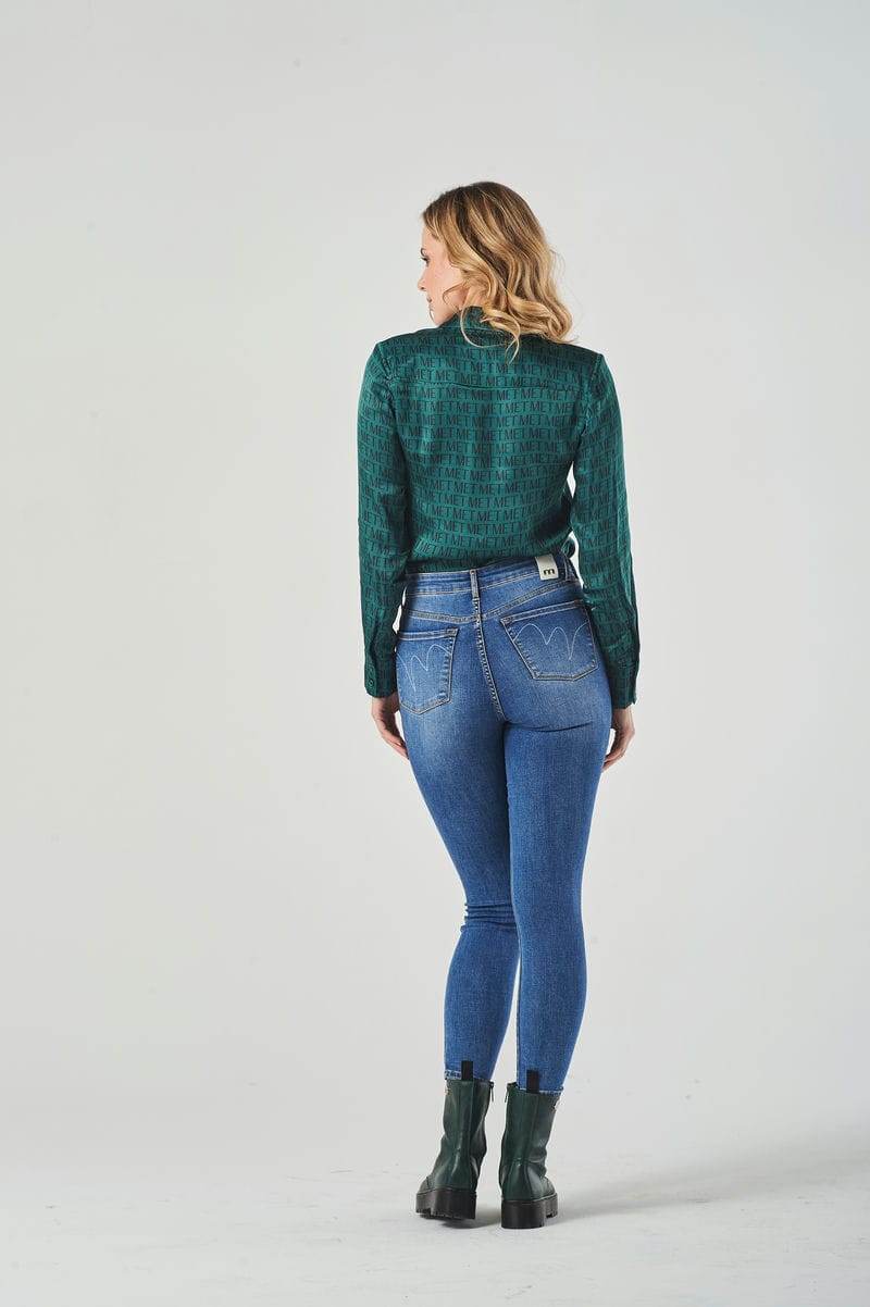Jeans Skinny Blu Eco-Friendly a Vita Regolare