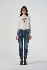 Blue Regular Waist Straight Leg Jeans