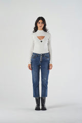 Blue Regular Fit Straight Leg Jeans