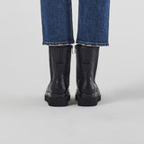 Black Ankle Boots with Logo and Lug Sole