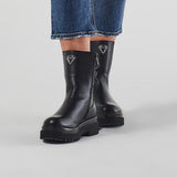 Black Ankle Boots with Logo and Lug Sole