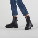 Black Ankle Boots with Logo and Lug Sole