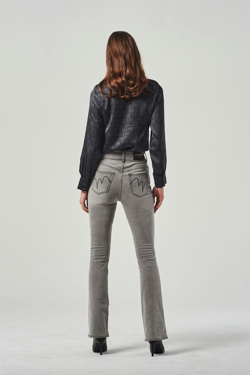 Jeans a Zampa Grigi a Vita Alta