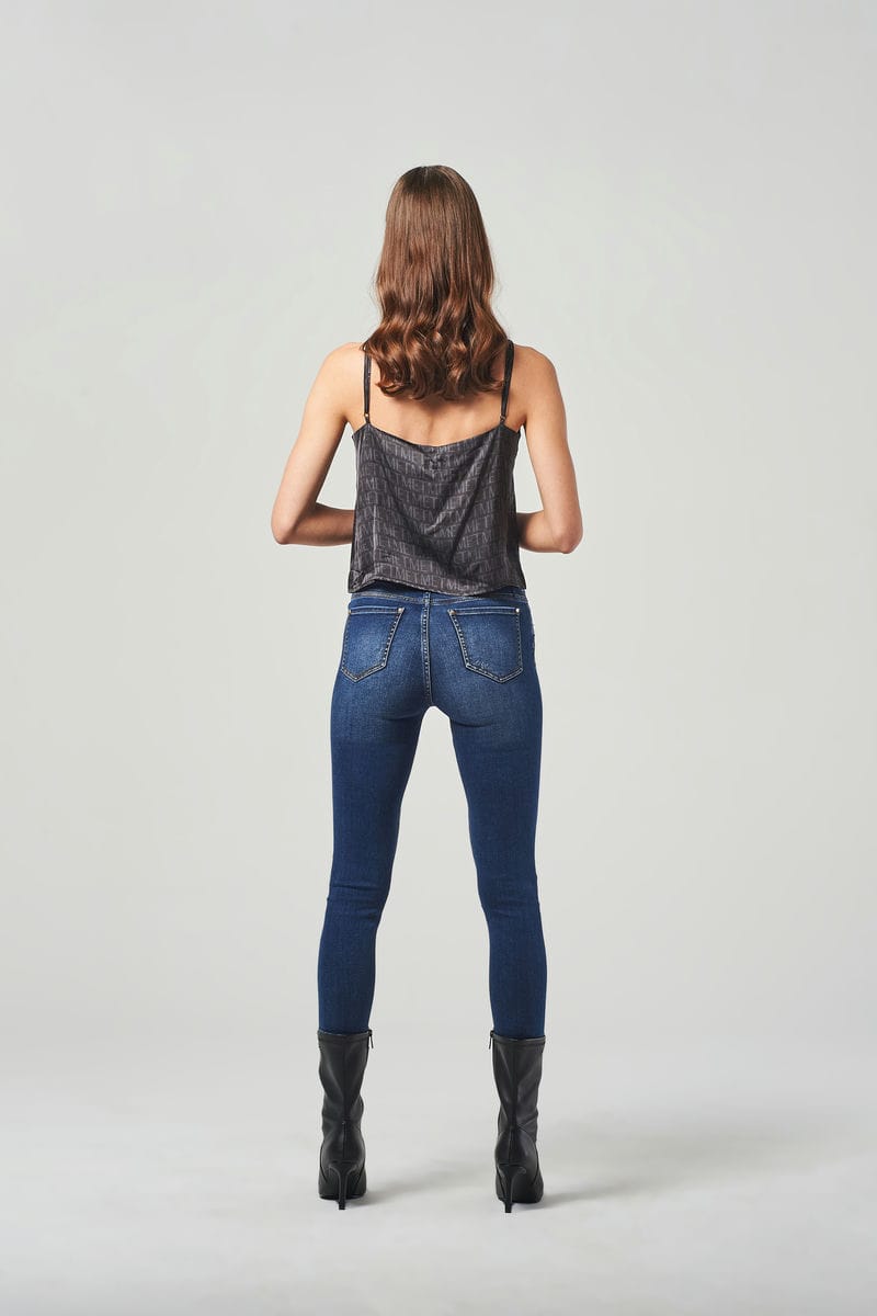 Jeans Skinny A Vita Alta con Applicazioni Brillanti