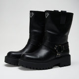 Black Biker Boots with Lug Sole