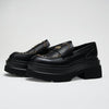Black Loafers with Studs and Platform Sole