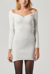 Bodycon Mini Dress with Boat Neck