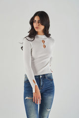 Rib-Knit Cut-Out Top