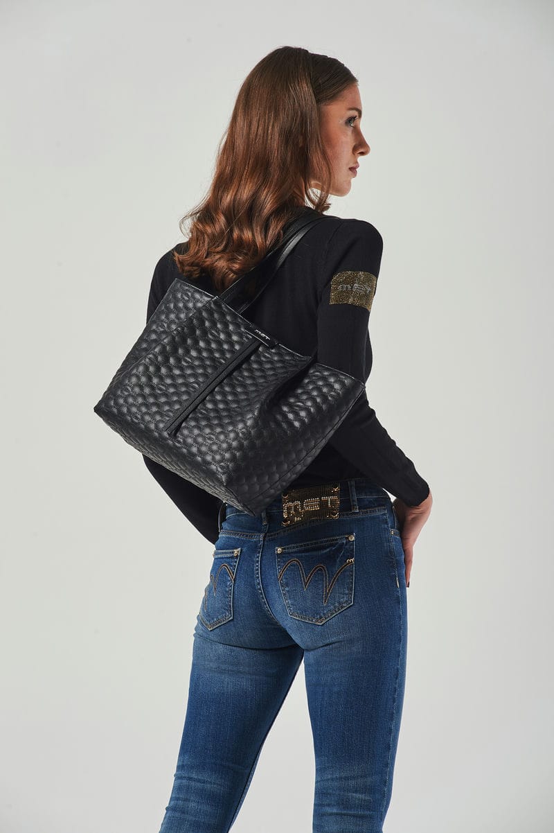 Maglia Girocollo Manica Lunga con Strass Patch Laterale