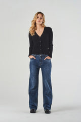 Blue Regular Waist Wide Leg Jeans