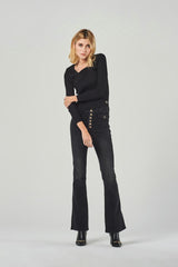Black High-Waisted Flare Jeans