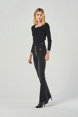 Black High-Waisted Flare Jeans