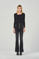 Black High-Waisted Flare Jeans