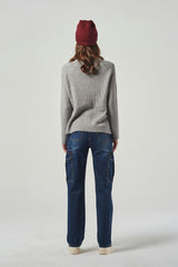 Women's Blue High-Waisted Straight Leg Cargo Pocket Jeans